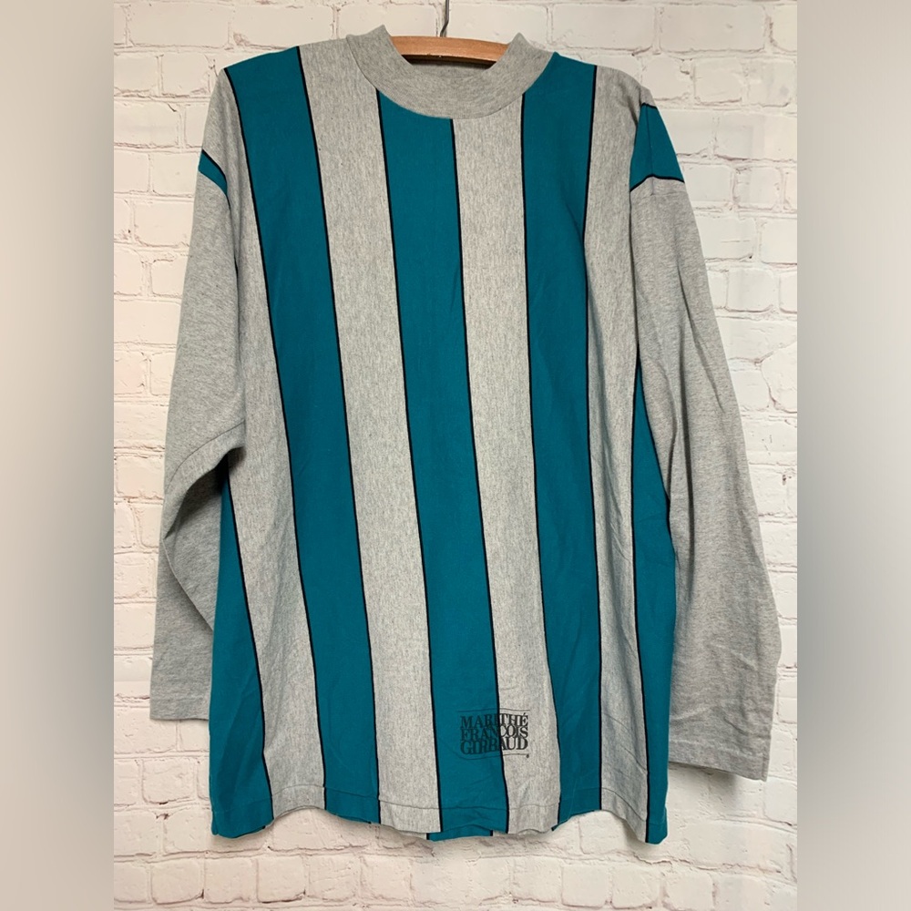 Vintage RARE Marithe Francois Girbaud Logo Striped Shirt One Size 48” - Picture 2 of 6